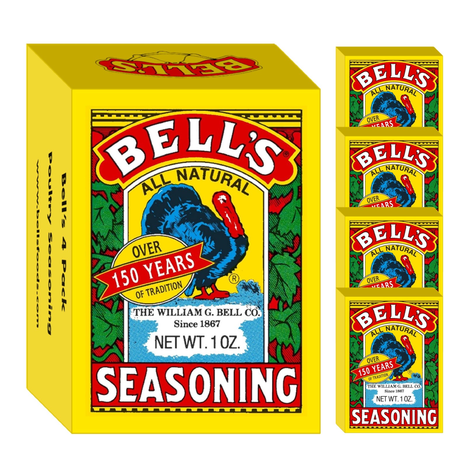 Bell’s All Natural Seasoning – 1 oz Box – Classic 1 Ounce (Pack of 4)