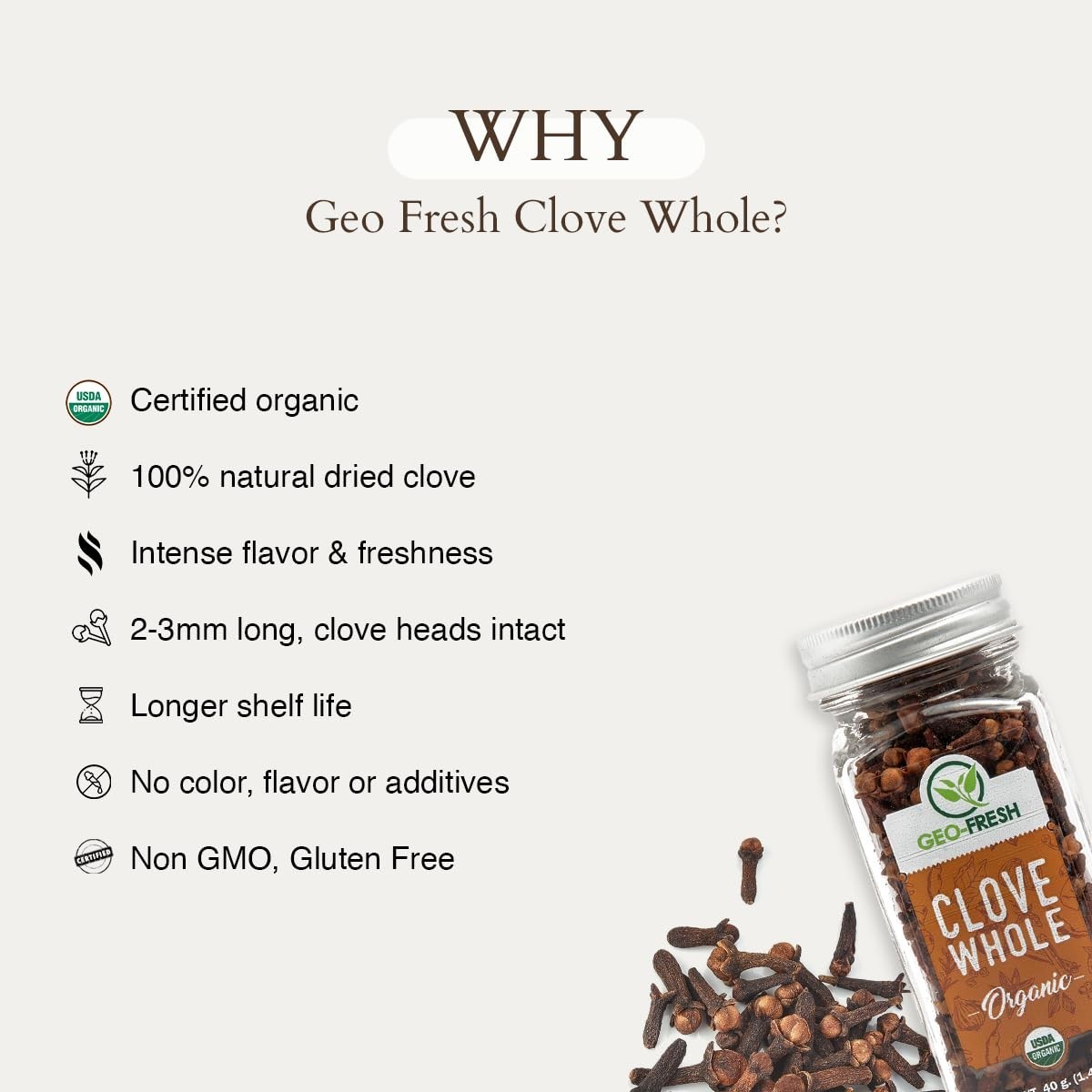 Whole Organic Cloves 1.41 oz USDA Certified Non-GMO Kosher from India Spice f…