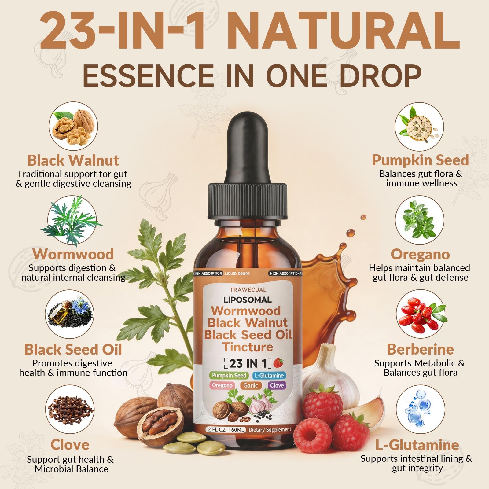 Trawecual Black Walnut Wormwood Seed Oil Cleanse 2 Fl Oz (Pack of 1)
