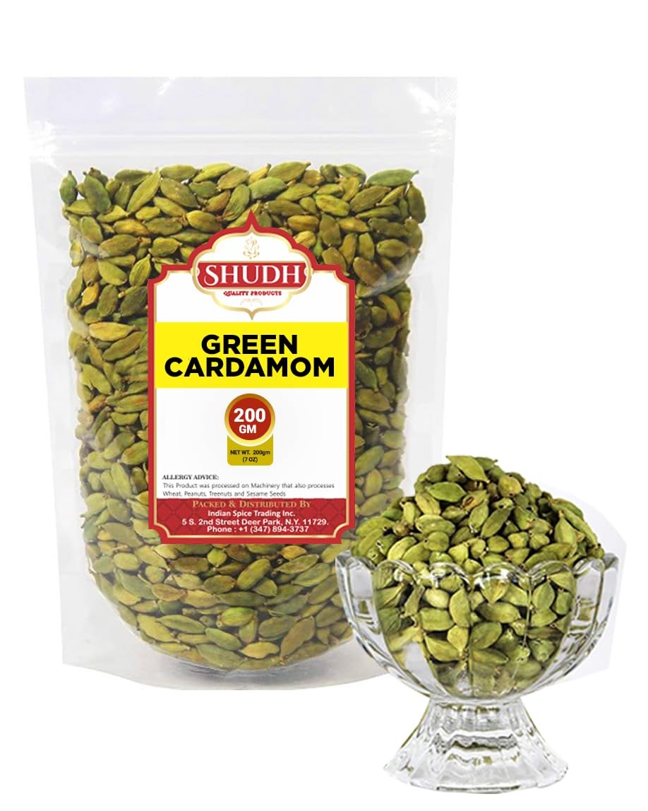 SHUDH GREEN CARDAMOM 200 GM | 7 oz Green Cardamom Pods Spice (Hari Elachi) ~ …
