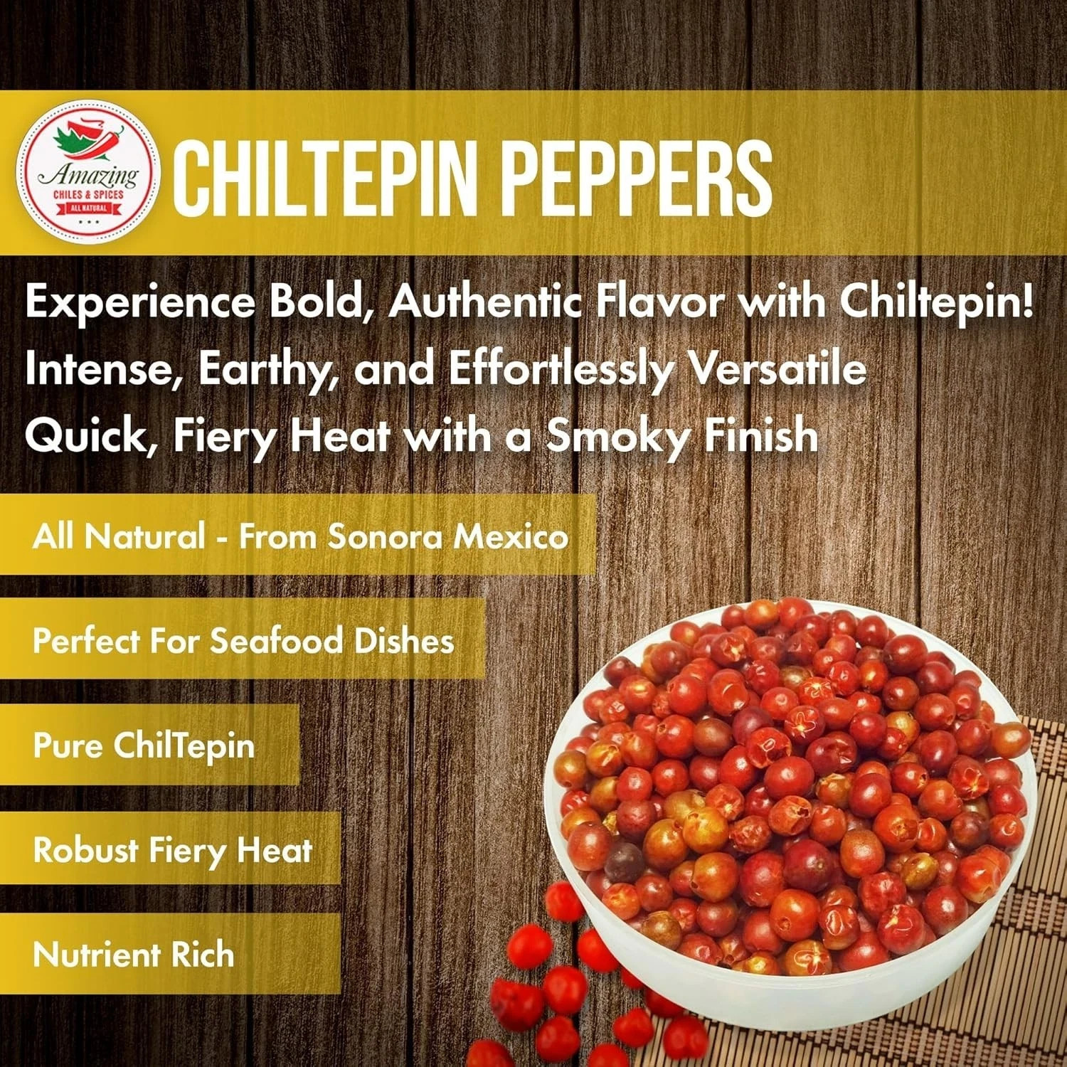 Dried Chiltepin Peppers (Chile Tepin) – 1oz Bag – Great 1 Ounce (Pack of 1)