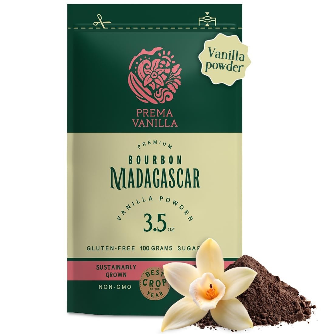 Pure Ground Madagascar Vanilla Bean Powder – 3.5oz for Coffee, Baking & Desserts