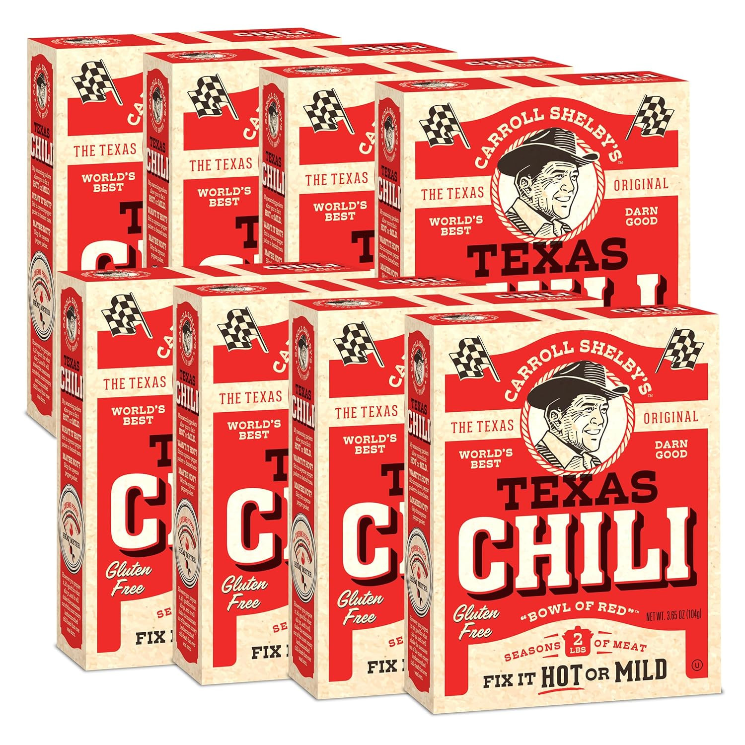 Carroll Shelby’s Original Texas Brand Chili Kit 3.65oz Box (Pack of 8)