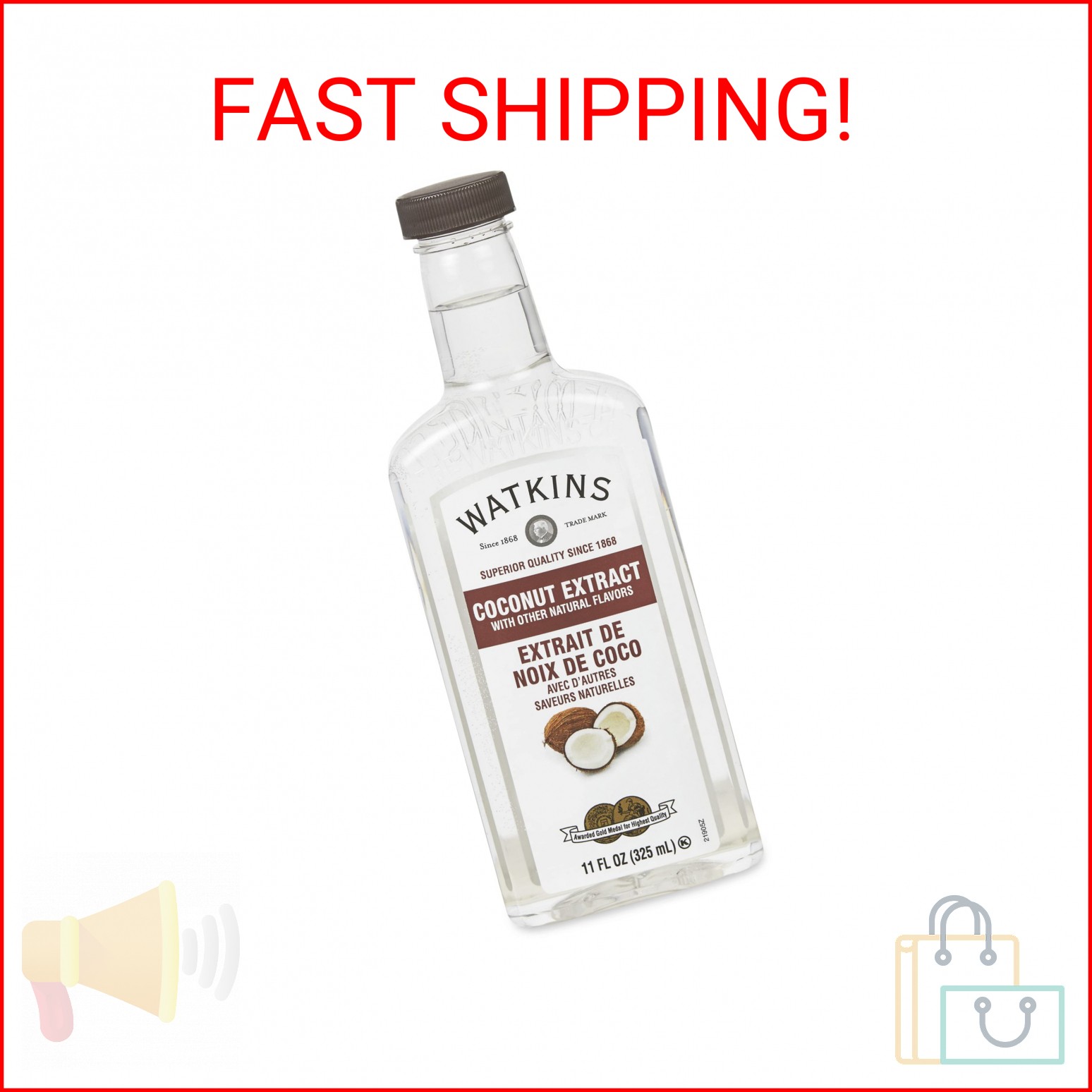 Watkins Coconut Extract, 11 fl. oz. Bottle, 1-Pack