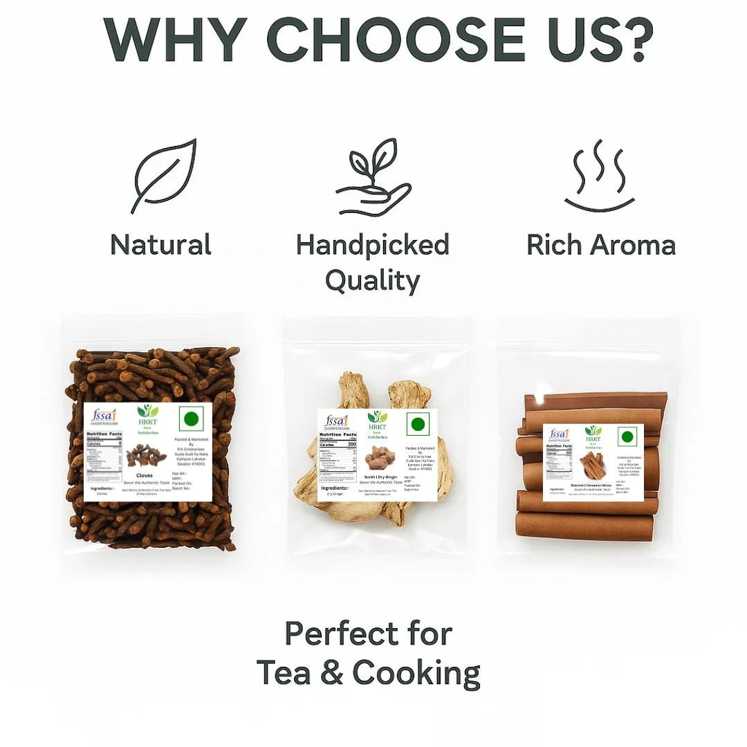 Whole Cloves | Dry Ginger | Cinnamon Sticks | Organic Spice Combo Pack Free Ship