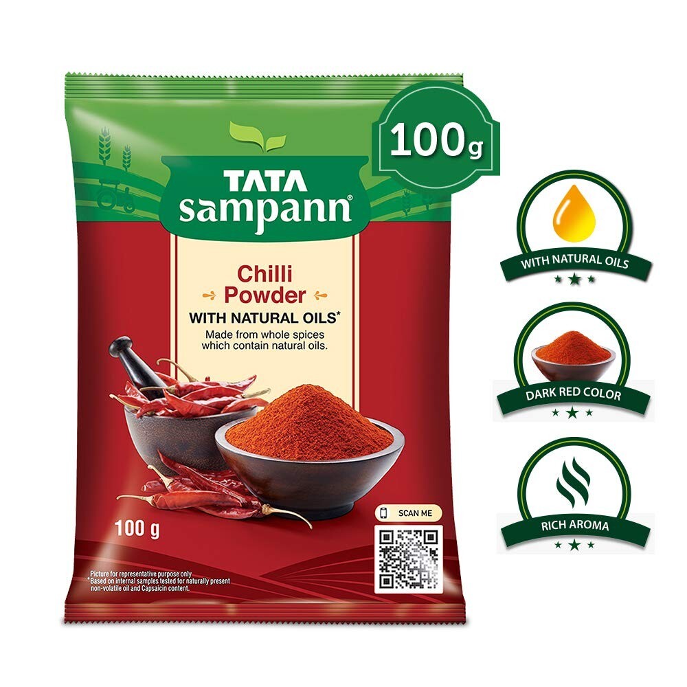 Tata Sampann Chilli Mirchi Laal Mirch Powder with Natural Oils 100 g, Free Ship