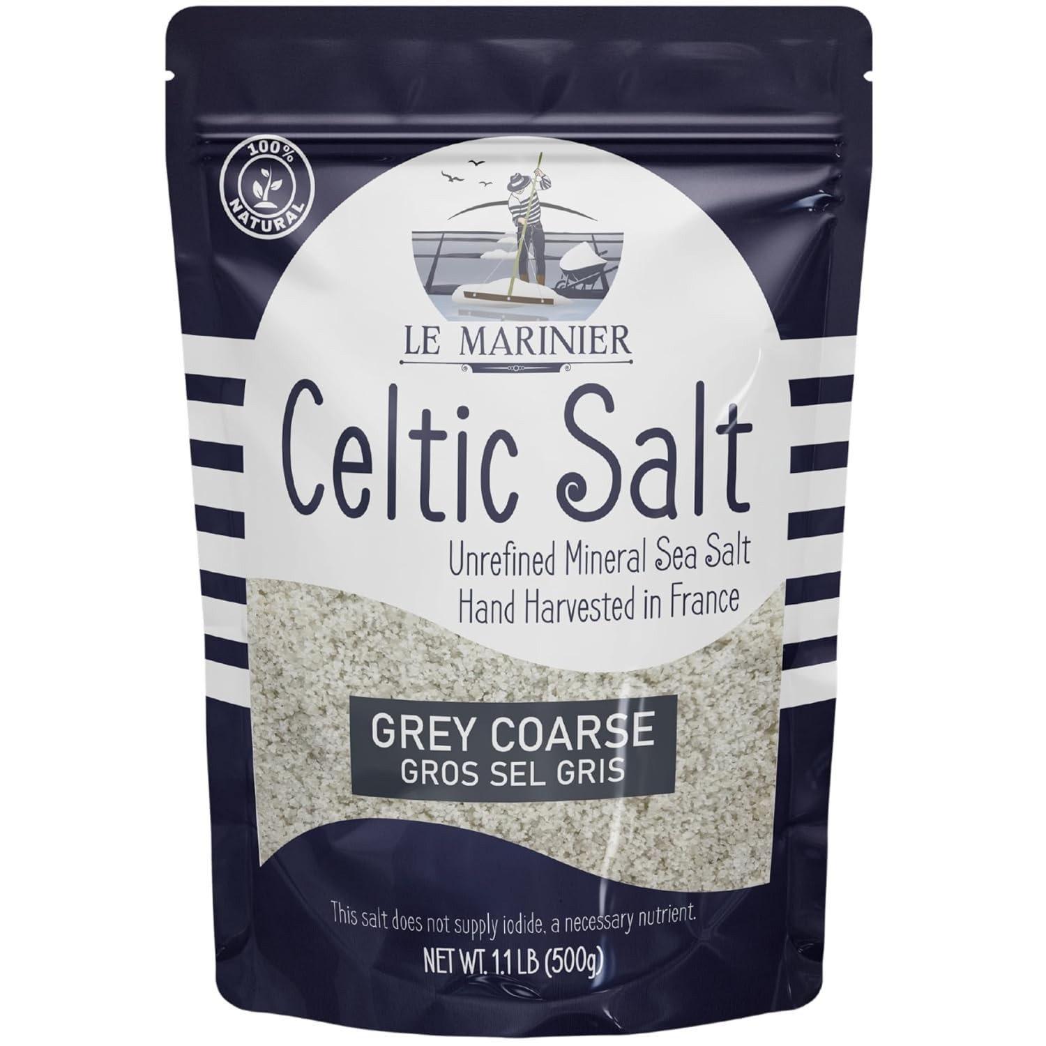 Light Grey Celtic Sea Salt Natural No Additives Hand Harvested Resealable Bag