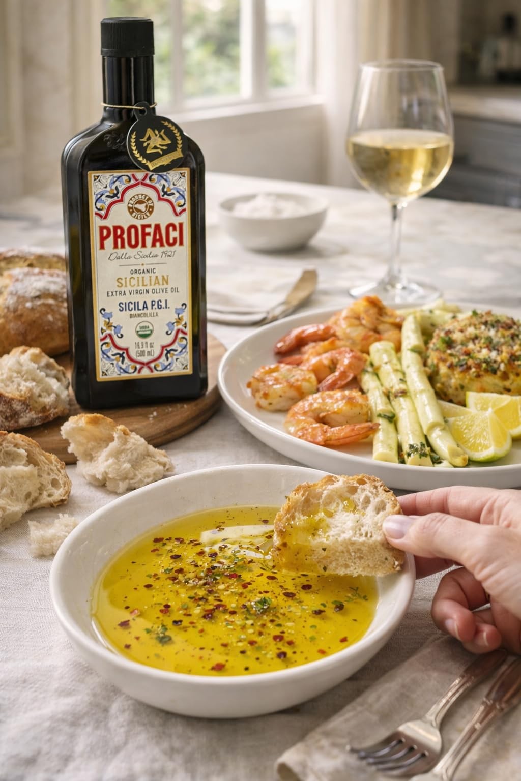 Profaci Sicilian Organic Extra Virgin Olive Oil, 100% Biancolilla Olives, Col…