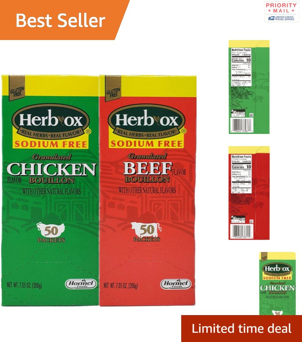Beef Chicken Sodium Free Bouillon Packets 100 Gluten Free Dry Bundle 400 g