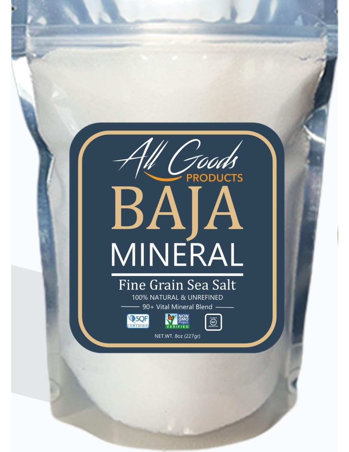 Baja Gold Mineral Sea Salt Natural Grain Crystals 8 oz. Bag