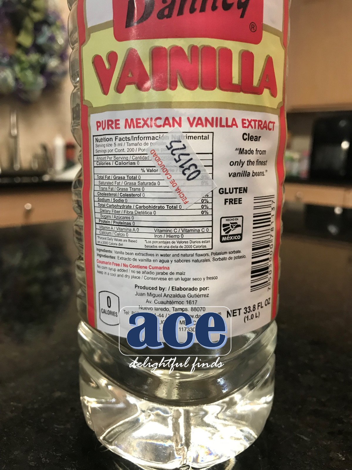 Four (4) Danncy Pure Mexican Vanilla Extract – White Color (1 Liter each)