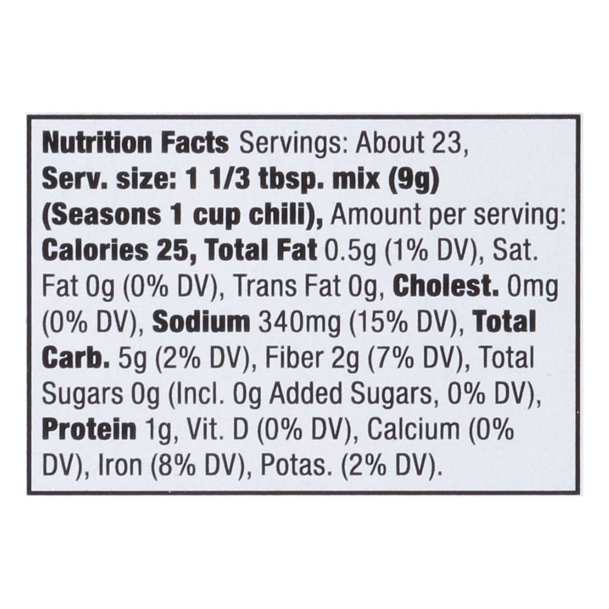 7.3 oz Chili Seasoning Mix – No Artificial Flavors, Vegetarian Friendly