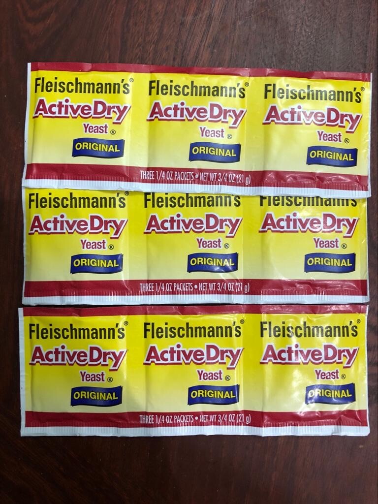 FLEISCHMANN’S YEAST 9 PACKS OF 1/4 oz INSTANT DRY YEAST, LEVADURA SECA ORIGINAL