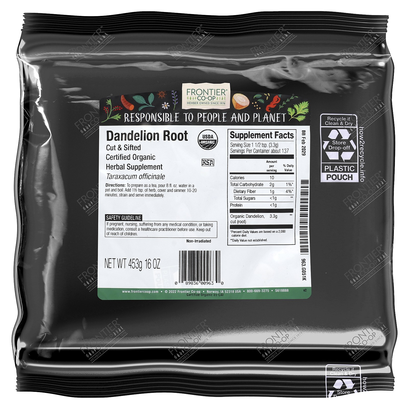 Cut & Sifted Dandelion Root, 16 oz (453 g)