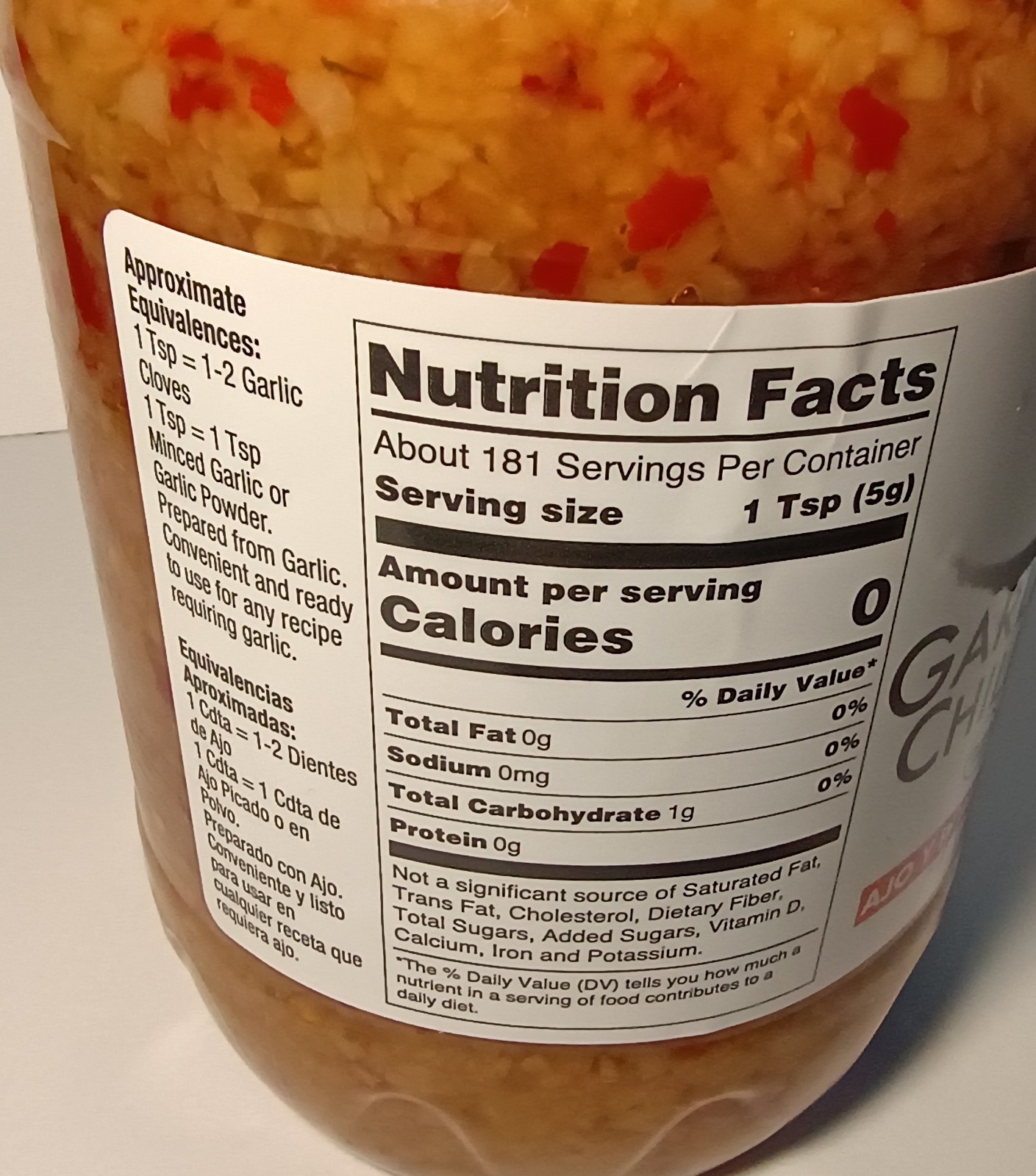 1x Jar Badia Minced Garlic & Red Chili Pepper | 32oz | Gluten Free