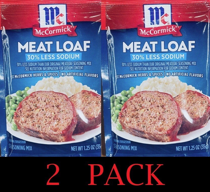 2x McCormick MEAT LOAF Seasoning Mix 30% LESS SODIUM Herbs & Spices 1.5oz 2 PACK