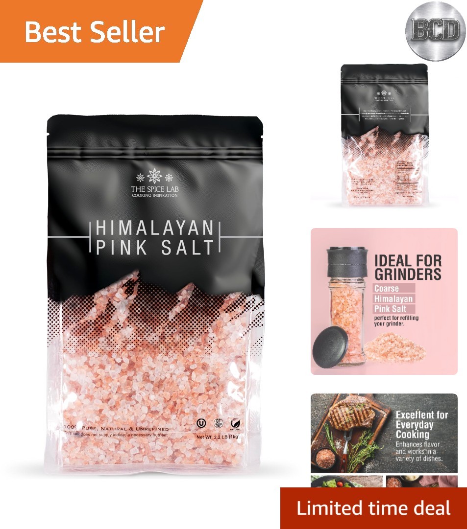 Natural Coarse Himalayan Pink Salt – 2.2 lb Grinder Refill – Pure & GMO-Free