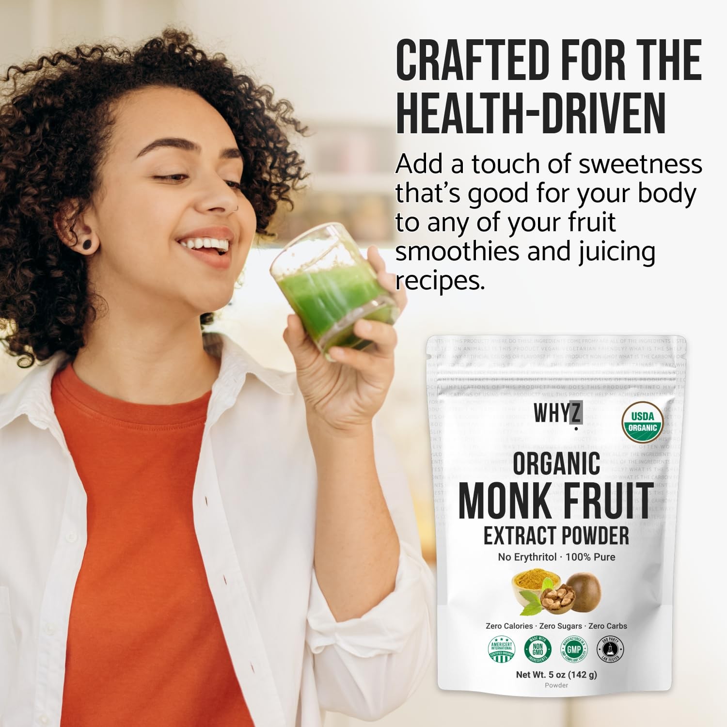 Organic Monk Fruit Extract, 5 oz, Pure Monk Fruit Sweetener Organic No Erythr…