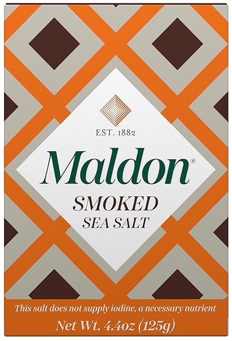 Maldon – Smoked Sea Salt Flakes, 4.4 oz (125 g) – Unique Pyramid Shaped Salt Fla