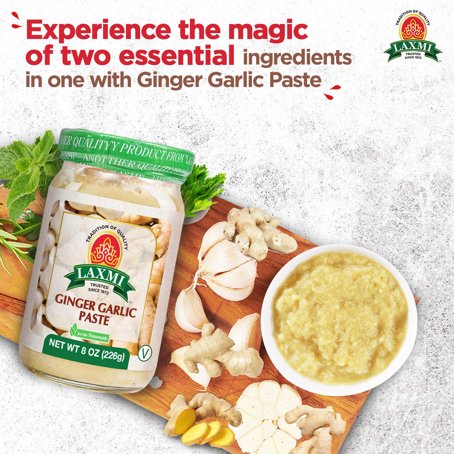 Laxmi 8 Oz Ginger Garlic Paste Authentic Flavor for Asian Cooking