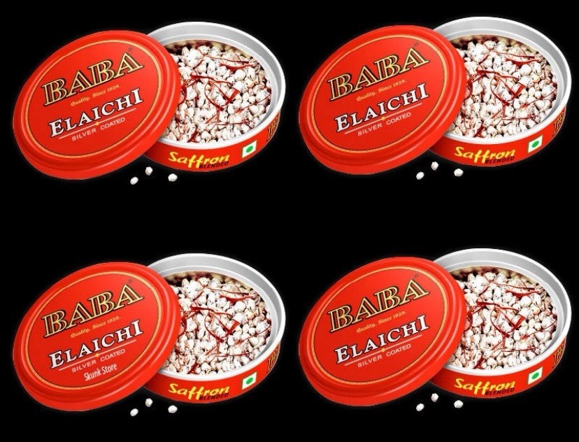 4 X 10gm Baba Elaichi Silver Coated Saffron Blended Cardamom Seeds -🇺🇸Shipper