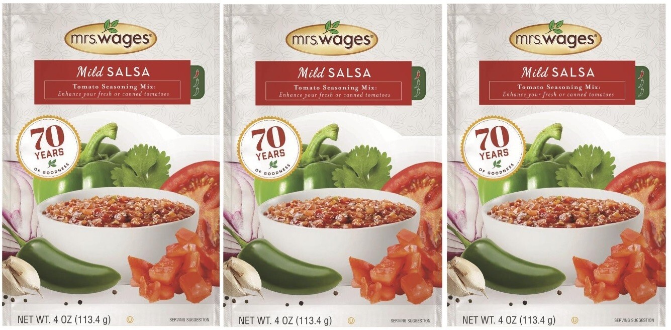 Mrs. Wages Mild Salsa Tomato Seasoning Mix, 4 oz (3 Packets)