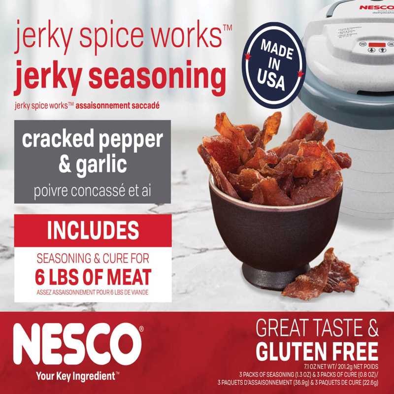 3-Pack Nesco Jerky Spice Works Cracked Pepper & Garlic 6lb Jerky Seasoning