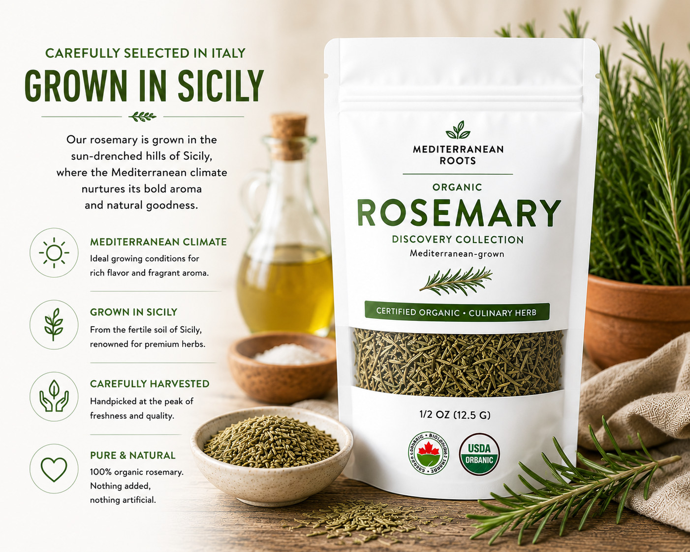 Organic Rosemary Leaves | Italian Herb | Roasting, Potatoes, Meat & Herbal Infus