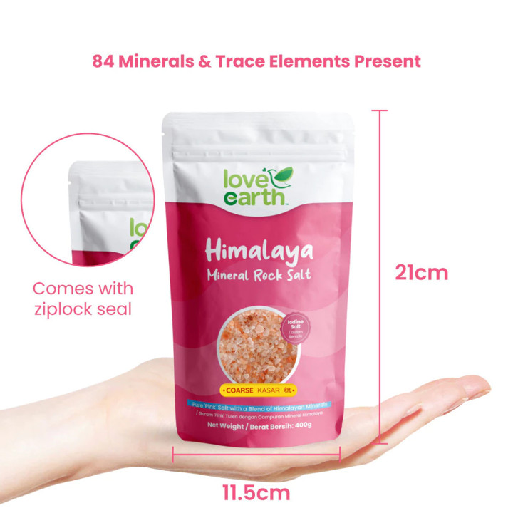 $20 LOVE EARTH Himalaya Minarel Coarse Rock Salt (400g) Halal Certified