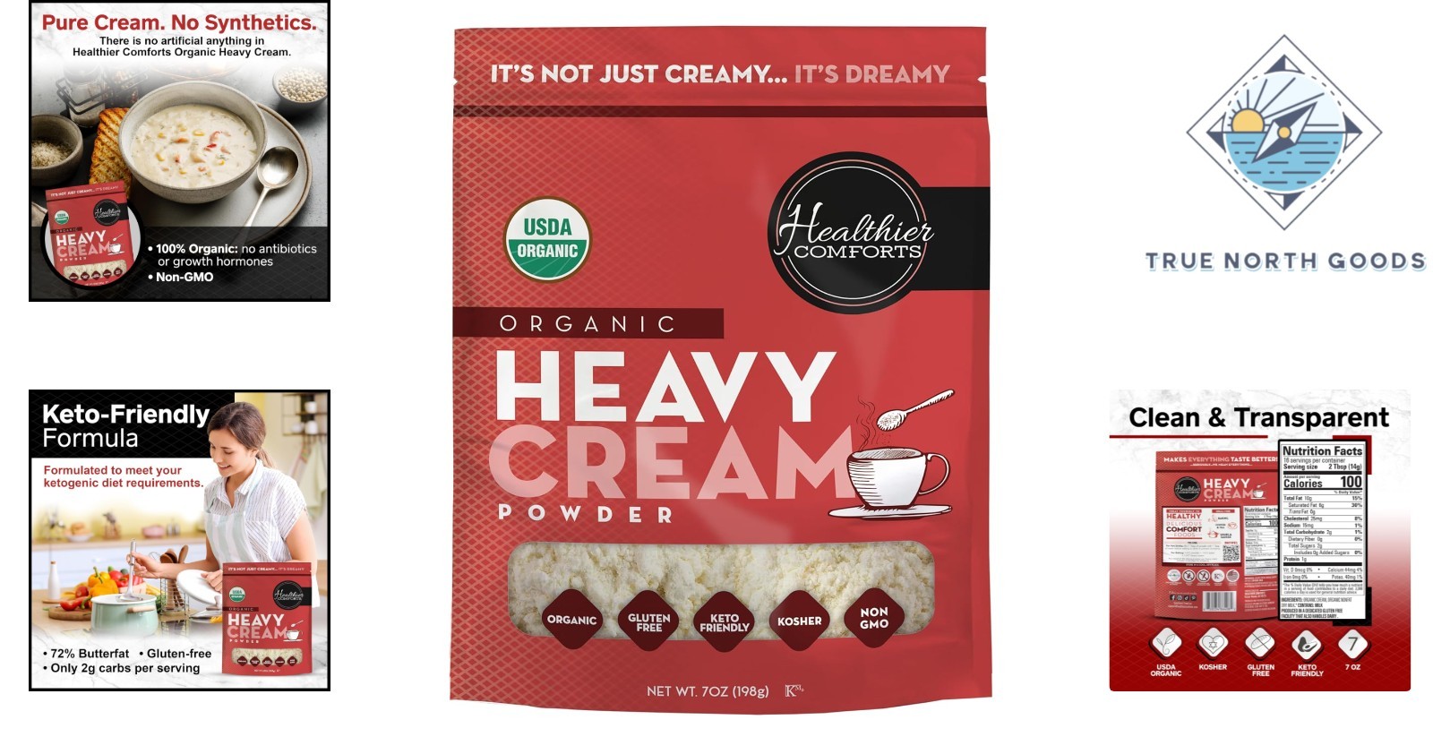 Organic Heavy Cream Powder, 7oz, Gluten Free, Non-GMO, Keto Friendly, USA – 7…