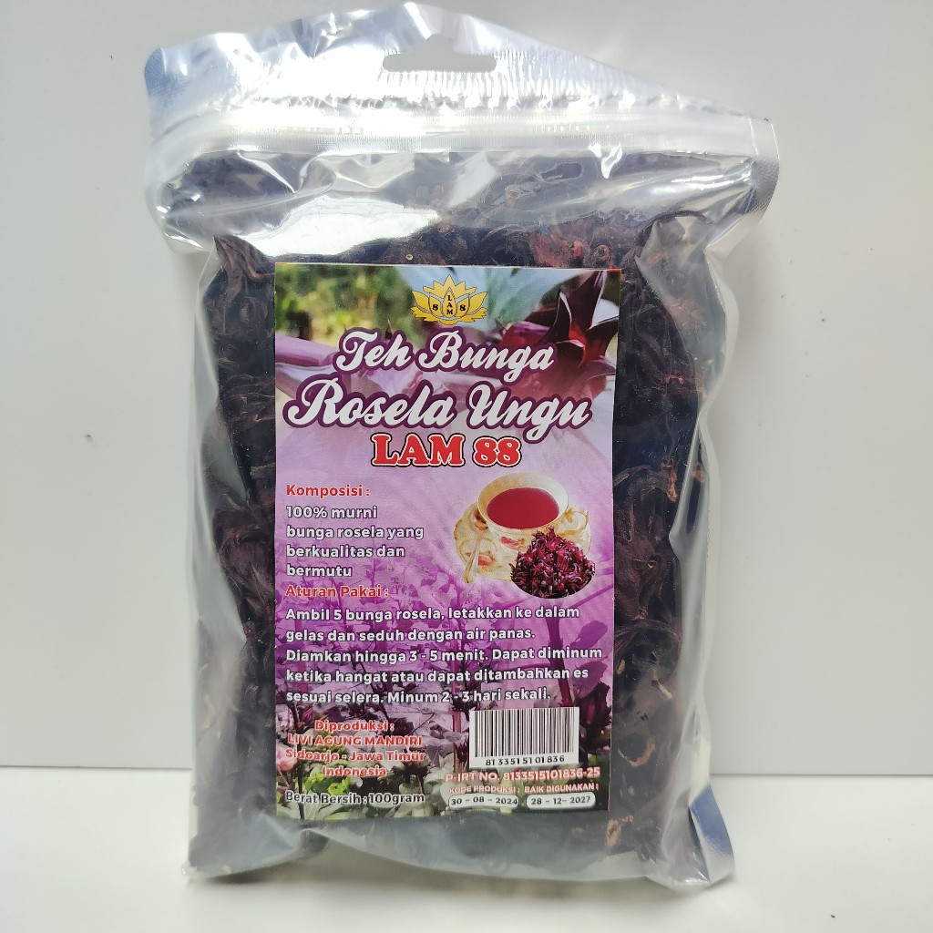Purple Roselle Flower Herbal Tea Dried Petals 100g tart floral infusion