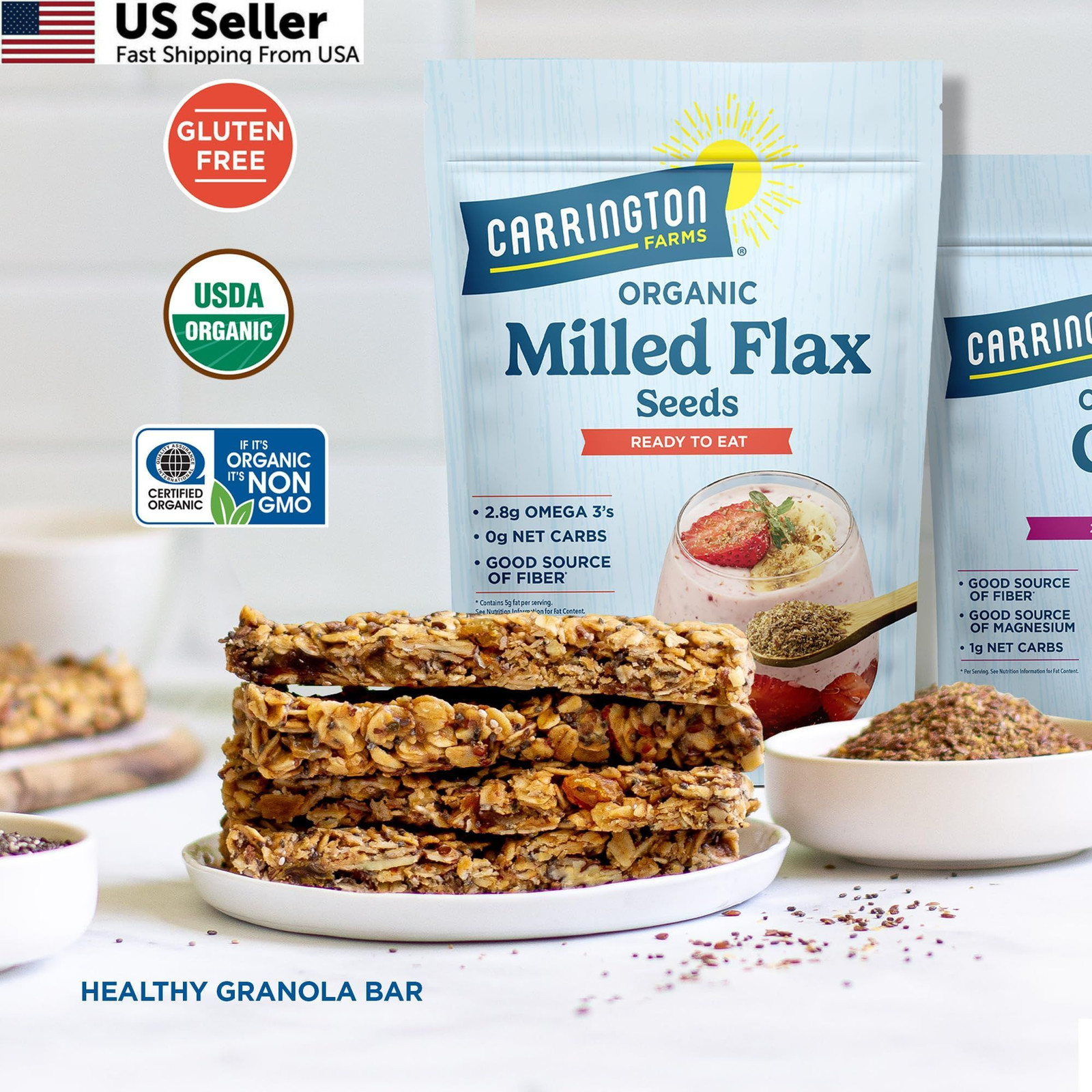 Carrington Farms Organic Milled Flax Seed, 14 Ounce (Pack of 1),