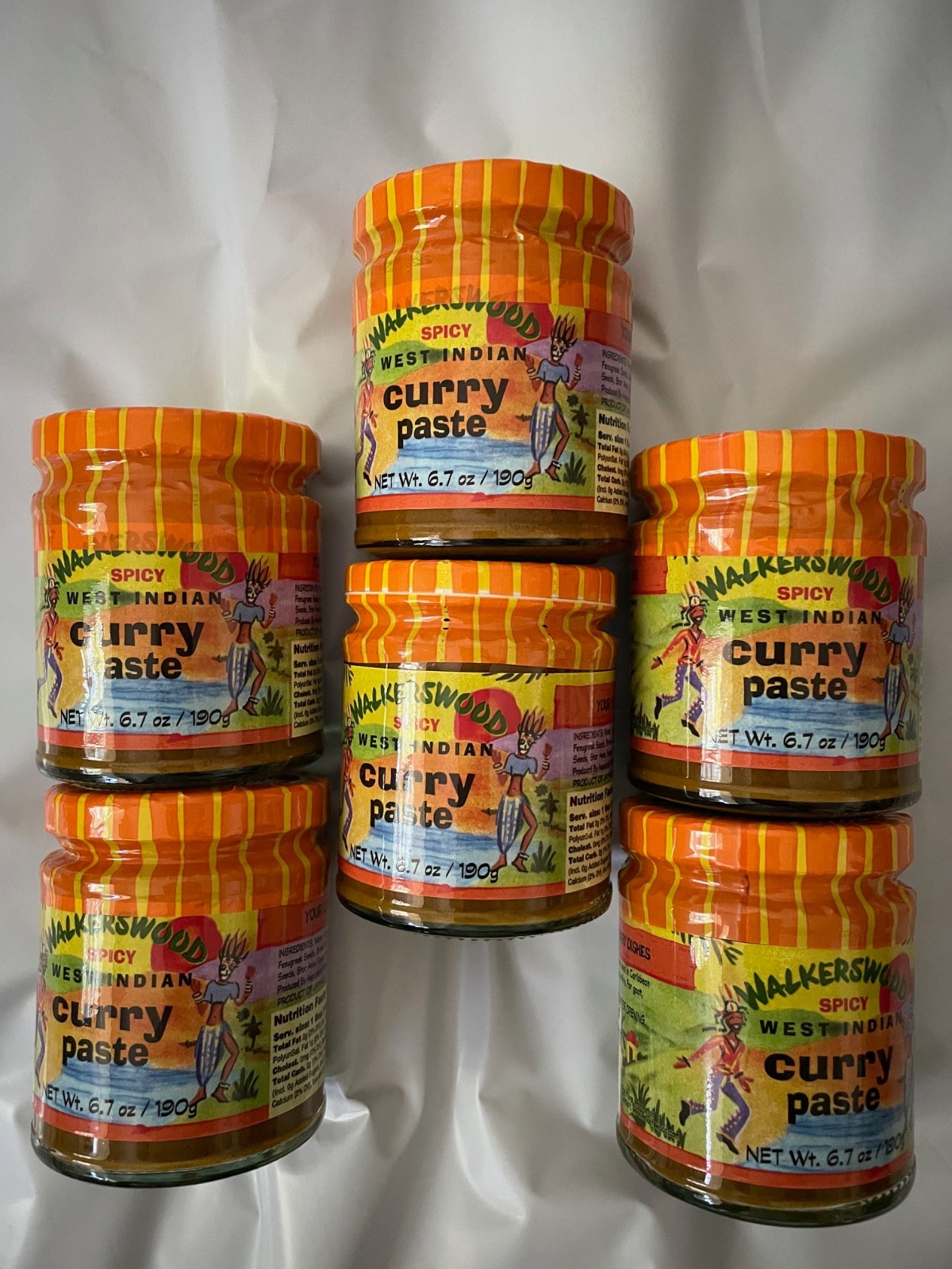 6 Pack Walkerswood Spicy West Indian Curry Paste Size 6.7 oz Authentic Jamaican