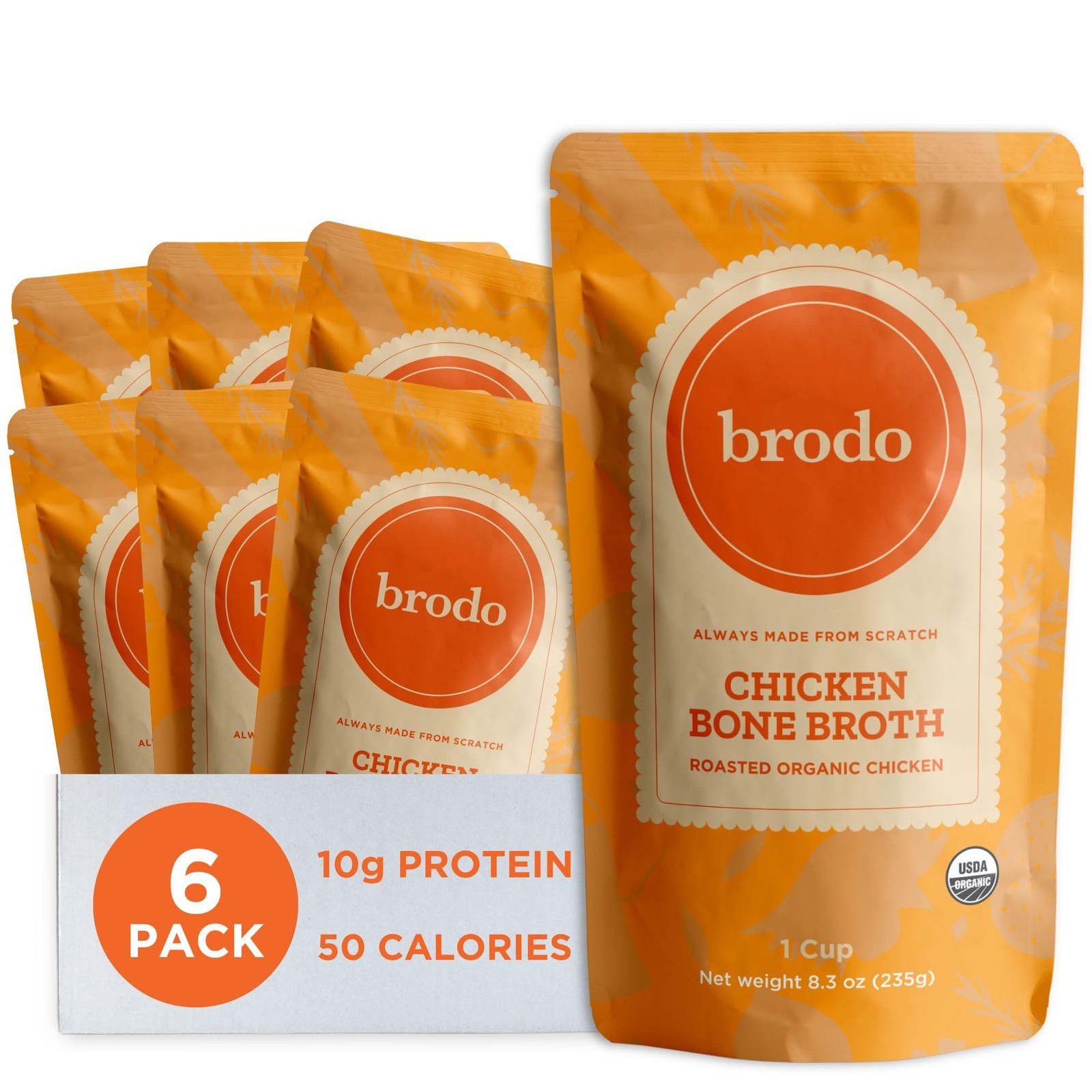 Brodo Organic Chicken Broth | Nutrient Dense, Chef Crafted Bone Broth in Sing…