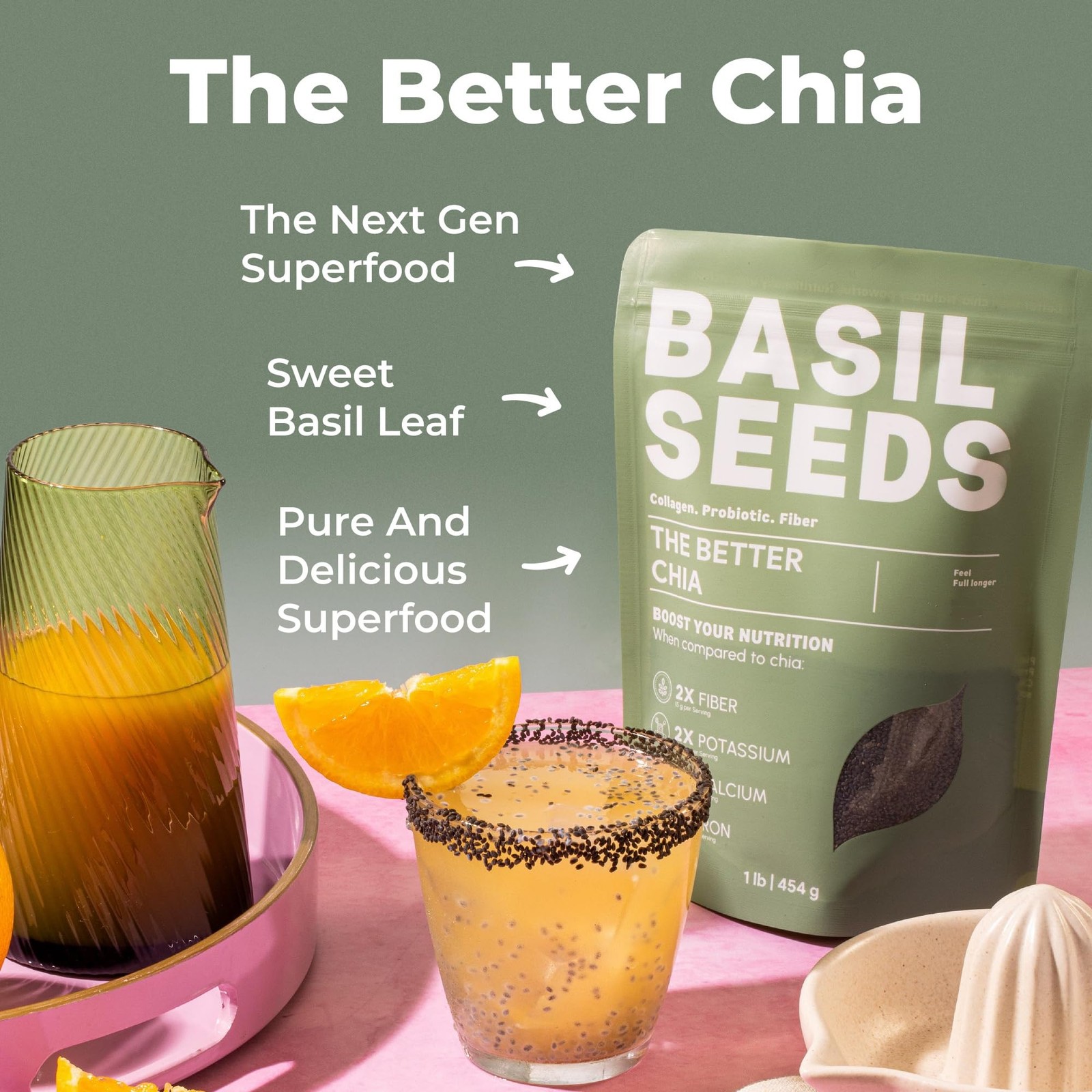 Basilia Basil Seeds for Eating | The Original Loaded Water | 2x More 16oz