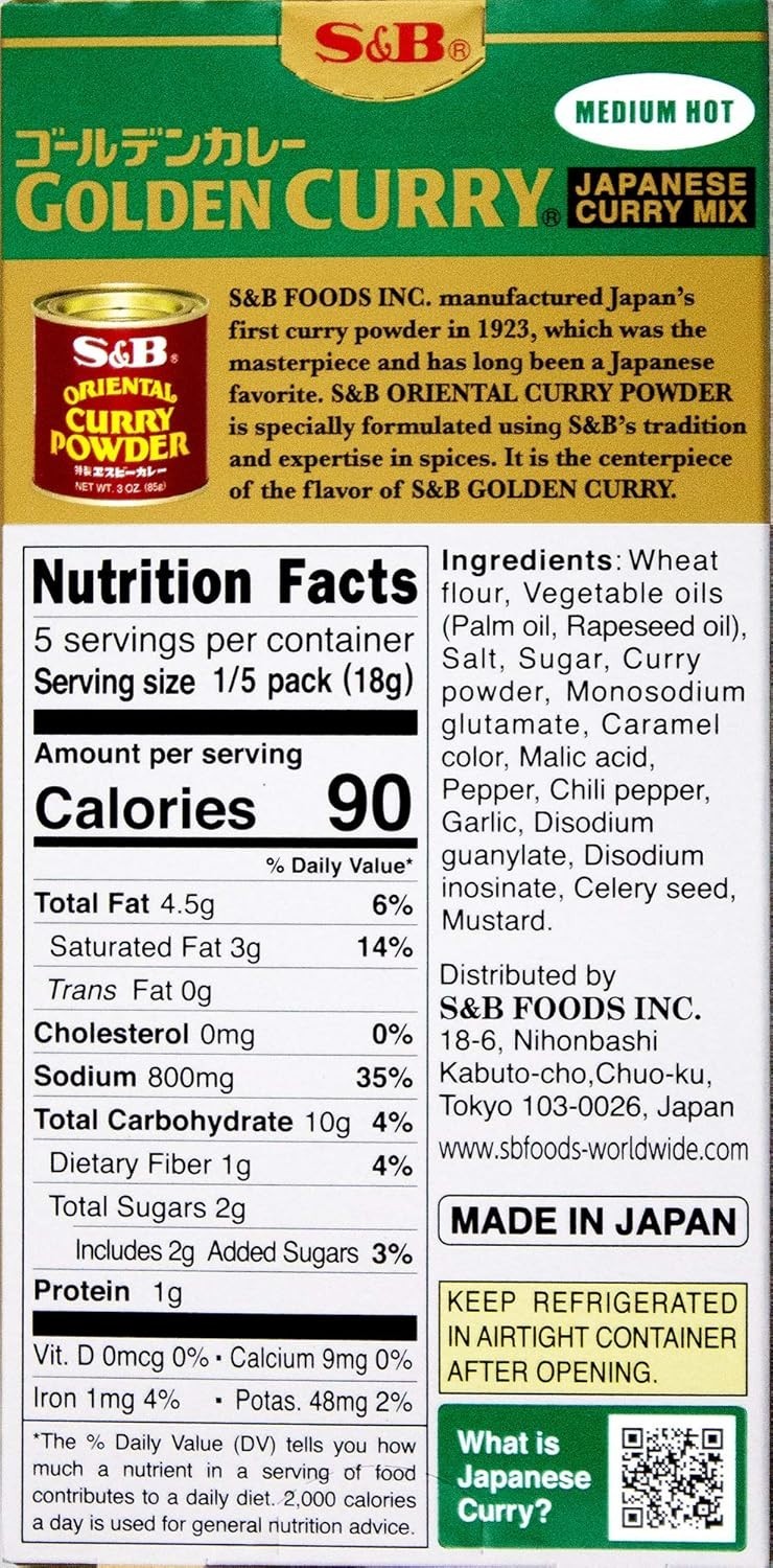 3.2 oz Golden Curry Japanese Curry Mix – Medium Hot for Quick, Flavorful Dishes