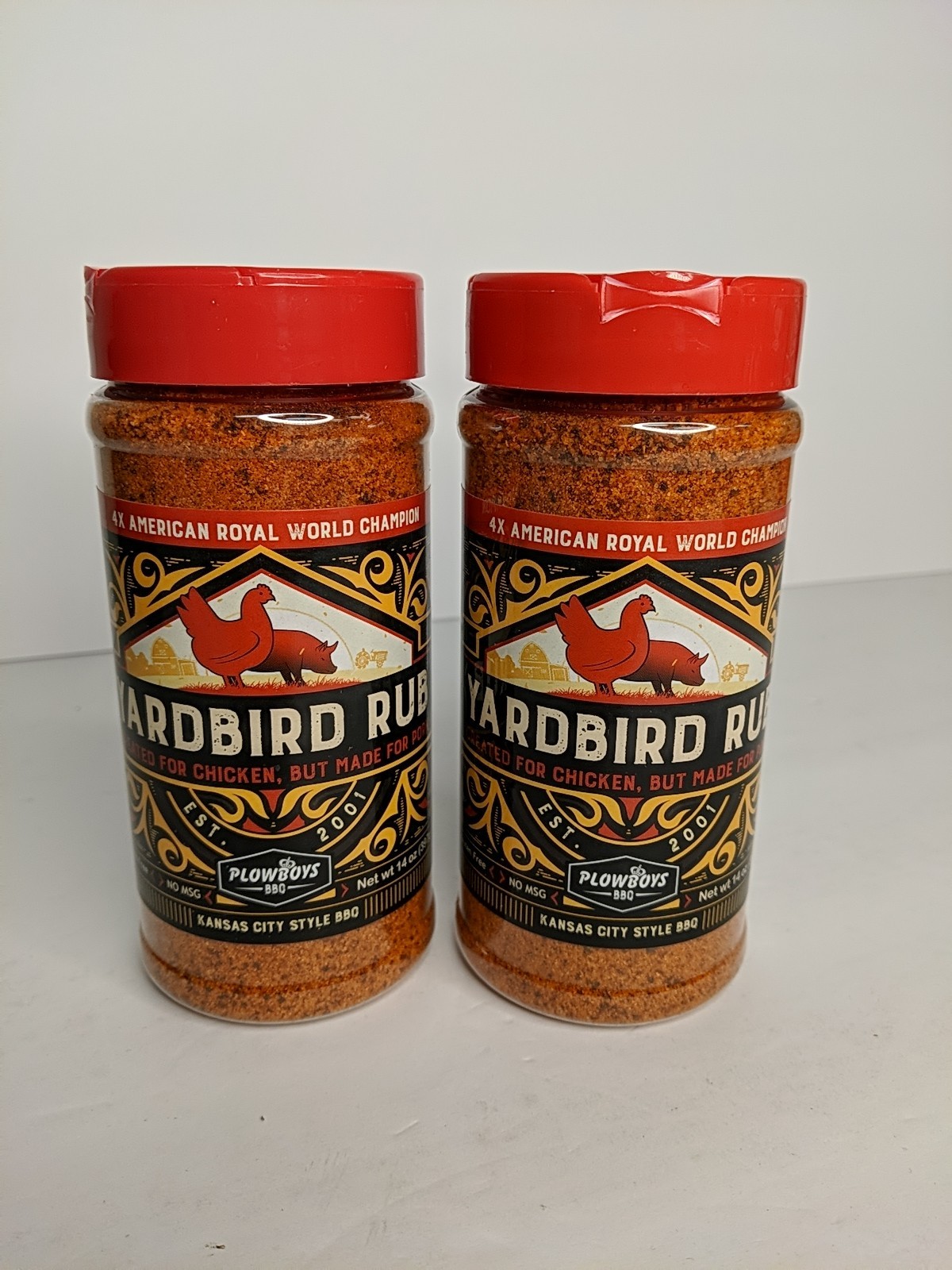 Plowboys BBQ 2 Pack Barbecue Yardbird Seasoning Rub 14oz Award Winning Meat Rub