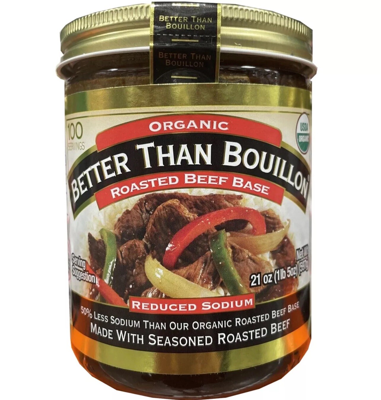 2 X Better Than Bouillon Organic Roasted Beef Base Jar JUMBO 21oz Reduced Sodium