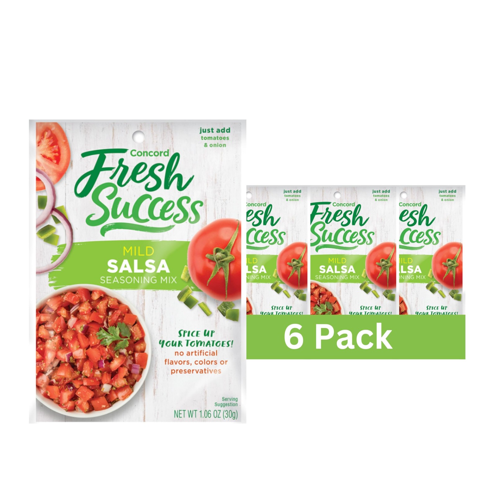 Mild Salsa Mix for Homemade Medium, 1.06 Ounce Pouches, Pack of 6