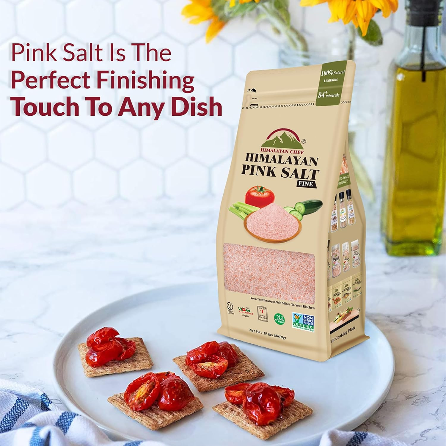 Himalayan Pink Salt Extra Fine 19 lb Bag, Kosher Non-GMO, Cooking Seasoning Uses