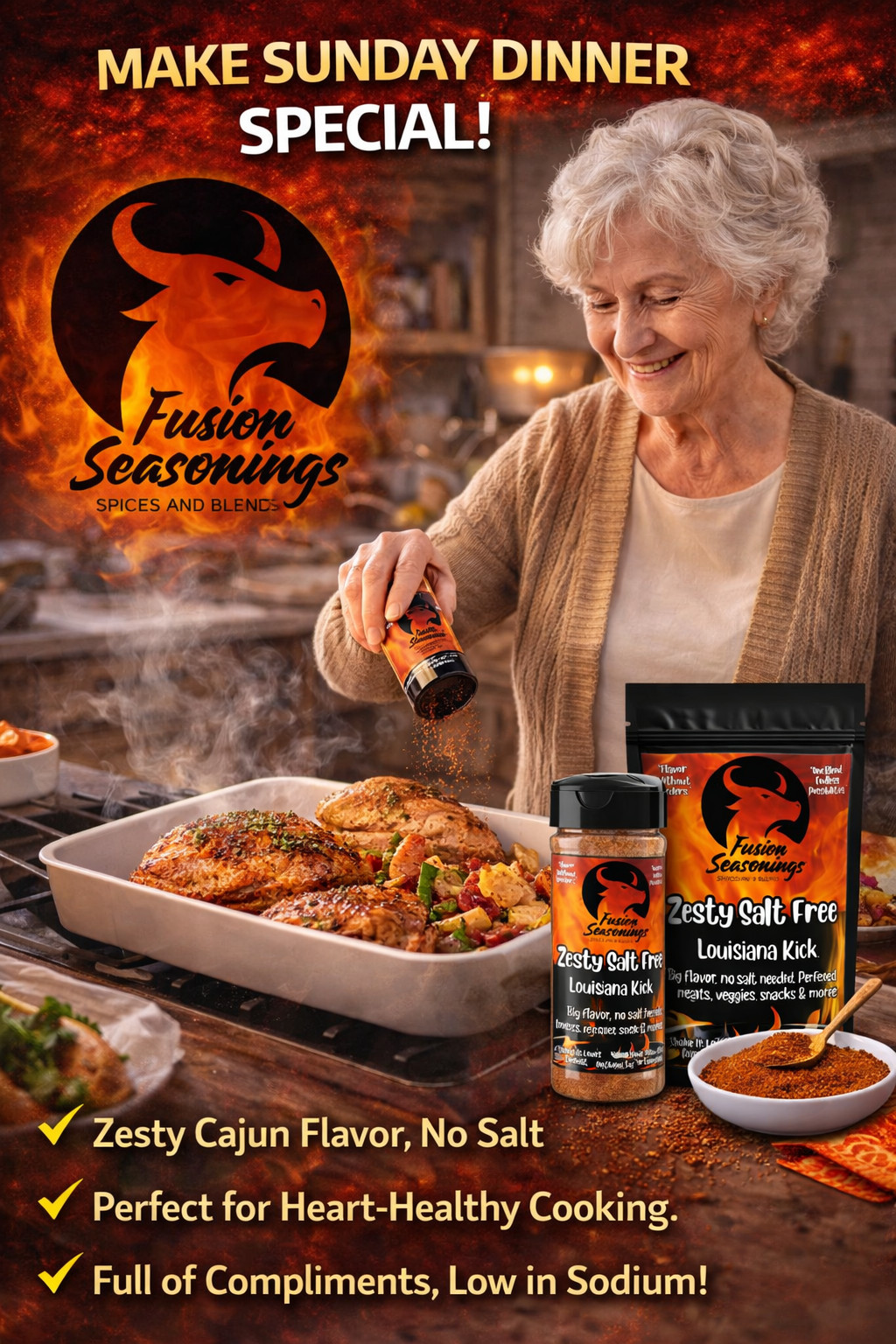Salt Free Cajun Seasoning Blend – Louisiana Style No Sodium 2oz/4oz