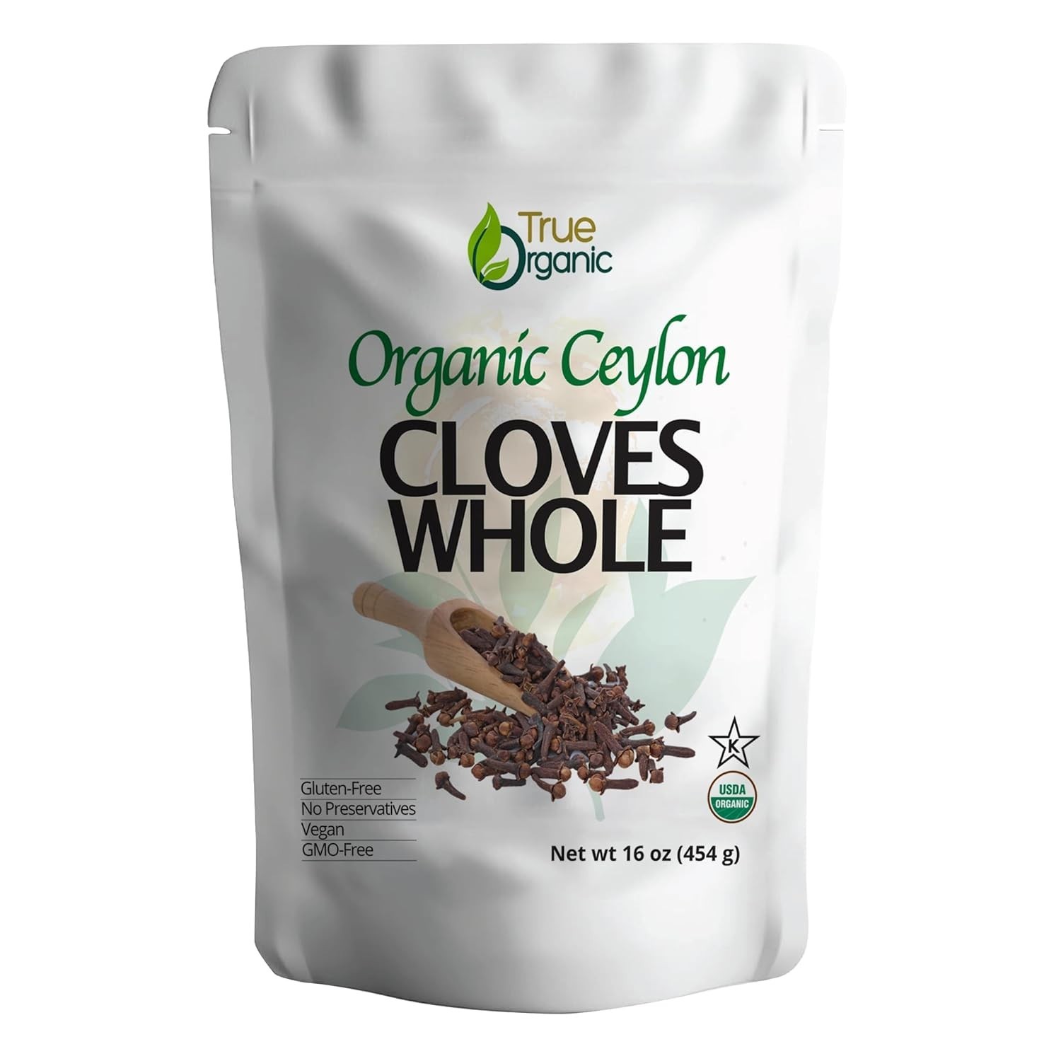 True Organic Ceylon Cloves Whole, 1 lb, Grade, USDA Organic & Kosher Cer