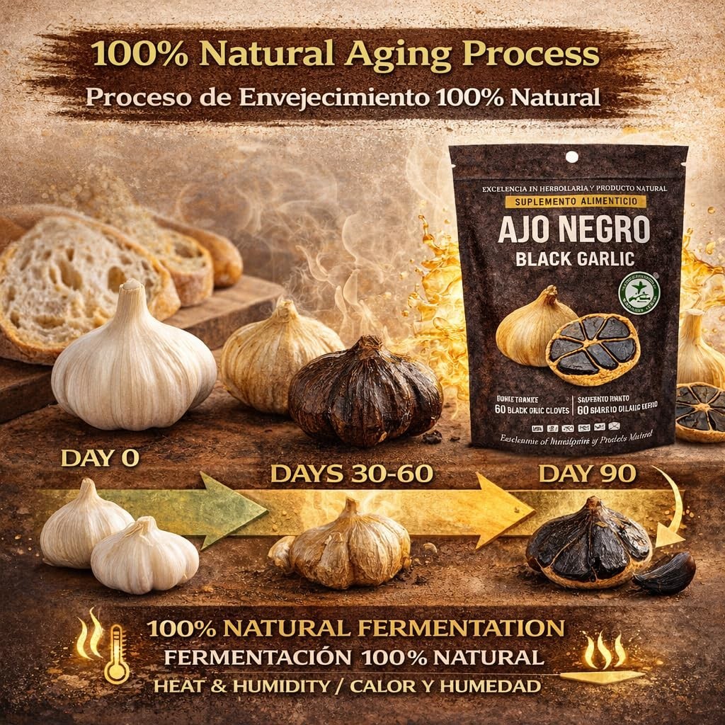 Ajo Negro (Black Garlic) – 60 Whole Cloves – 100% Natural Superfood Dietary Supp