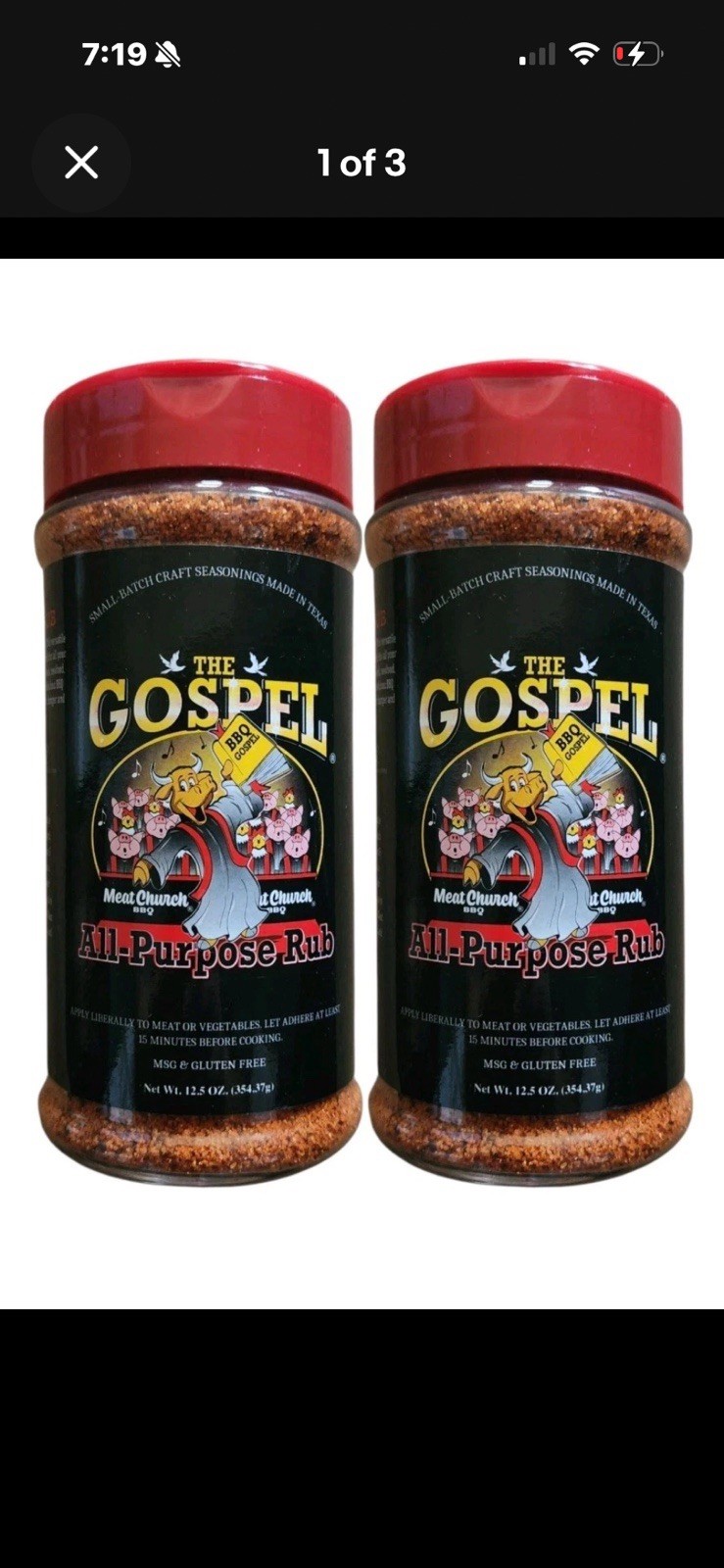 2-Pk Meat Church The Gospel BBQ All-Purpose Rub Seasoning(12.5 oz) Rub (black)