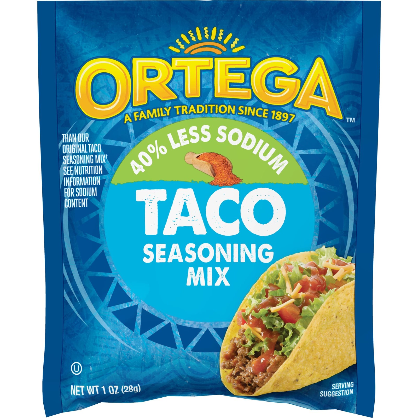 Ortega Seasoning Mix, 40% Less Sodium 1 Ounce (Pack of 12),