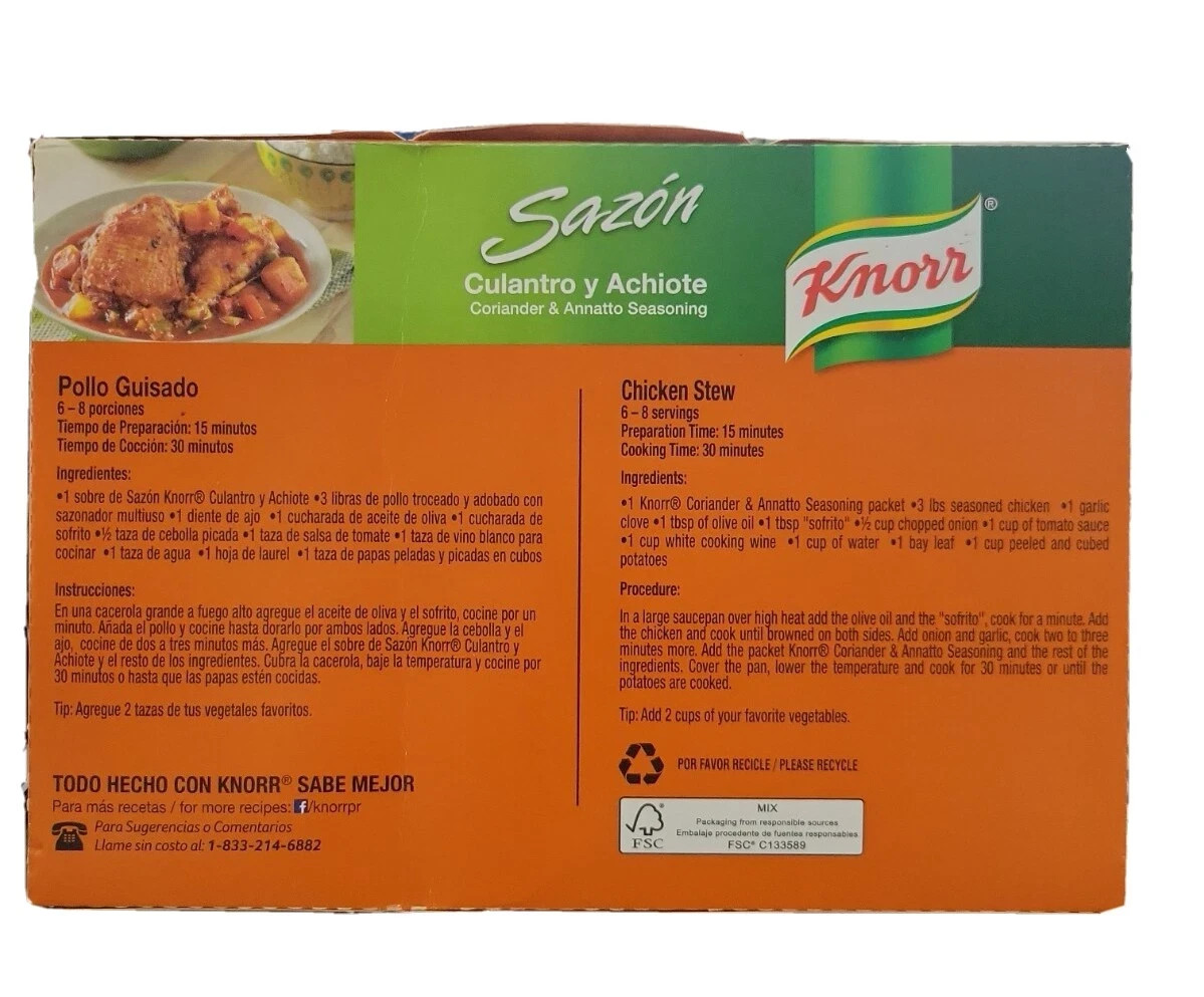 Sazon Knorr Seasoning With Coriander & Annatto 1 box of 36 Packets
