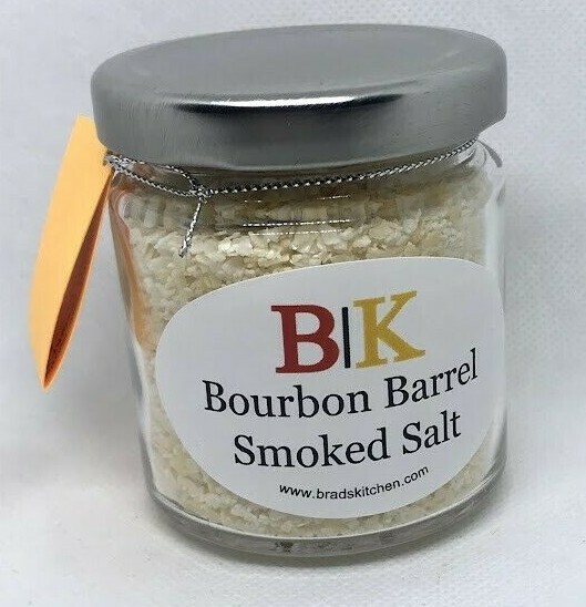 Smokehouse Bourbon Barrel Smoked Kosher Salt – Brad’s Kitchen 3.75 oz Glass Jar