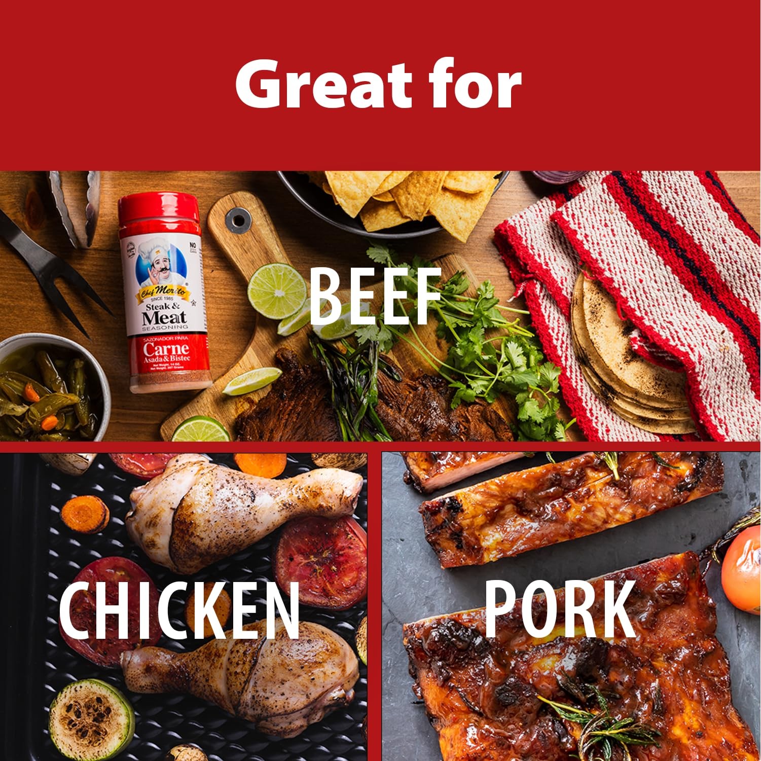 Chef Merito Carne Asada Meat Seasoning, 14 Ounce