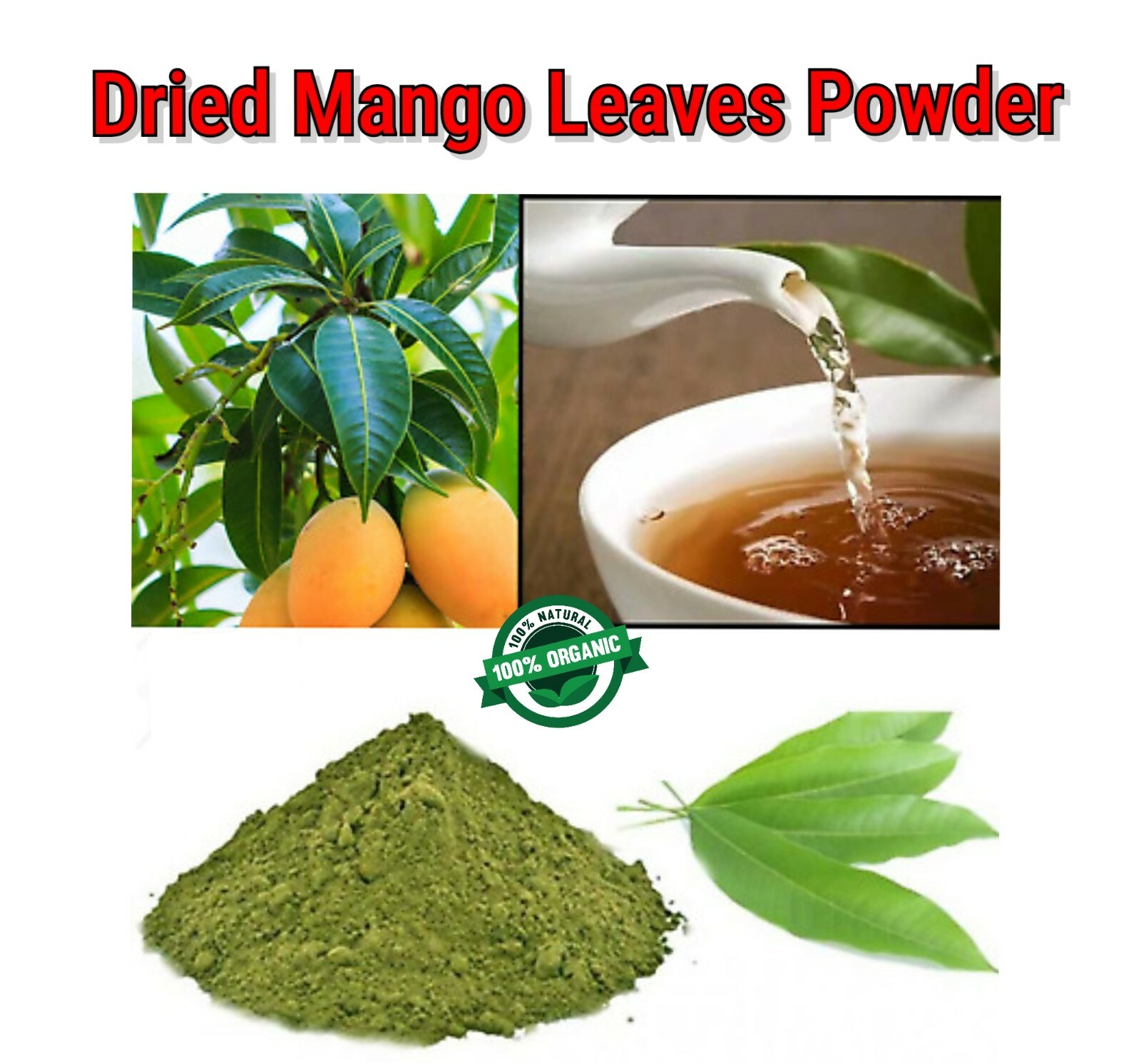 Fresh Dried Mango 100% Natural Medicine Organic Powder leaves ORGANIC Leaves 25g