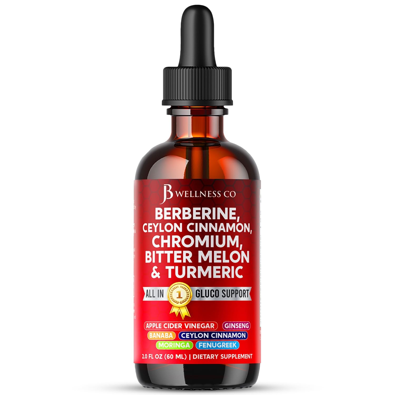Berberine with Ceylon Cinnamon Supplement Liquid Drops + 2 Fl Oz (Pack of 1)